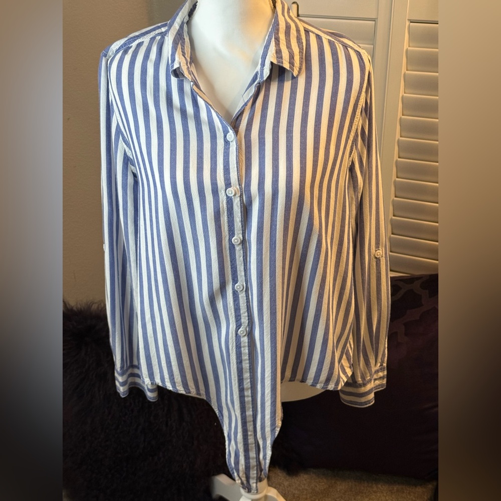 Navy and White Striped Shirt NWOT